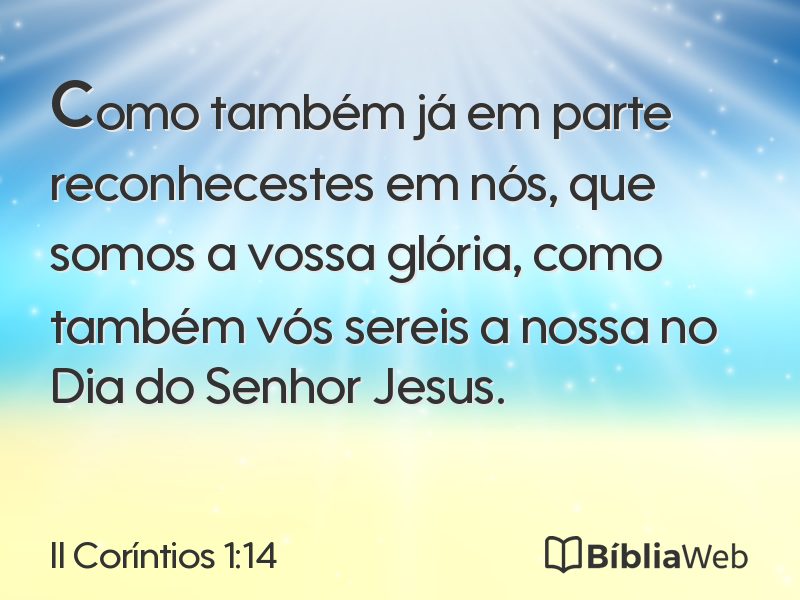 II Coríntios 1:14 em imagem para compartilhar