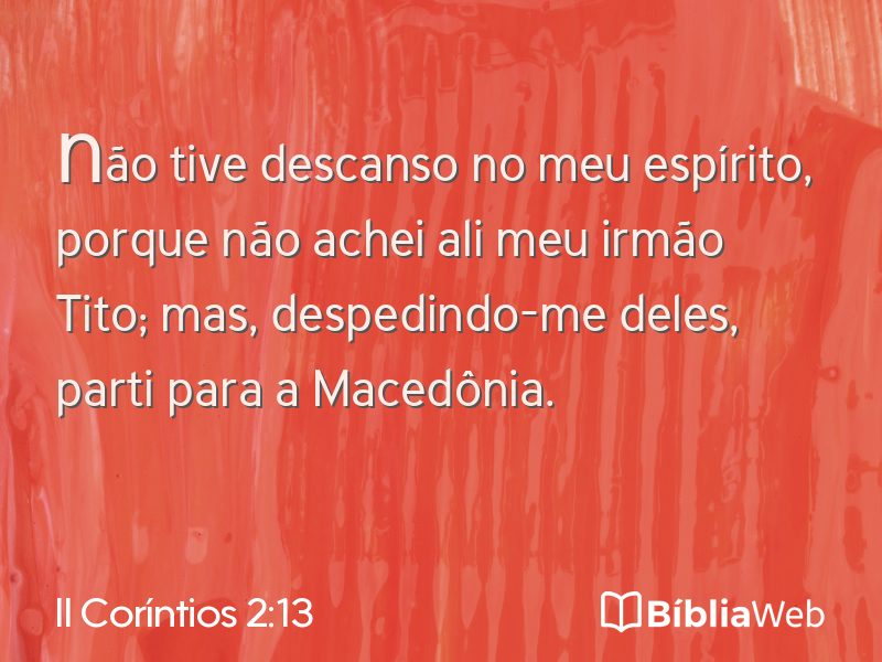 II Coríntios 2:13 em imagem para compartilhar