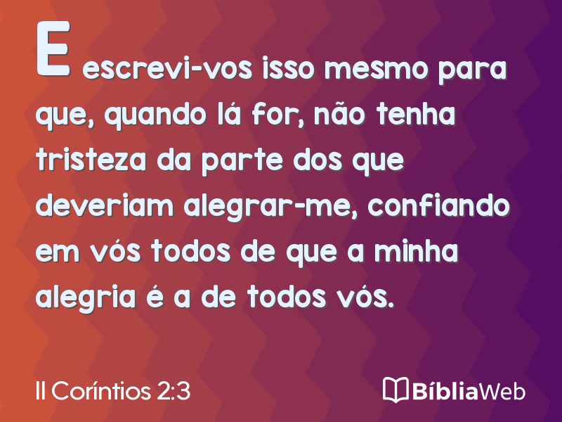 II Coríntios 2:3 em imagem para compartilhar