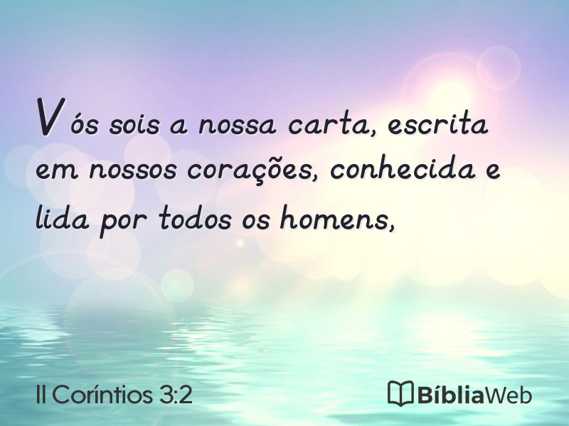 II Coríntios 3:2 em imagem para compartilhar
