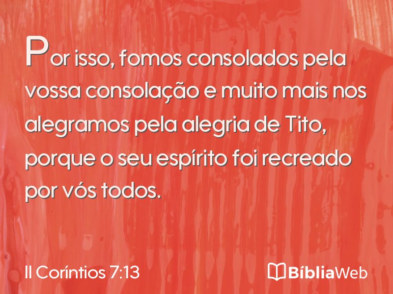 II Coríntios 7:13 em imagem para compartilhar