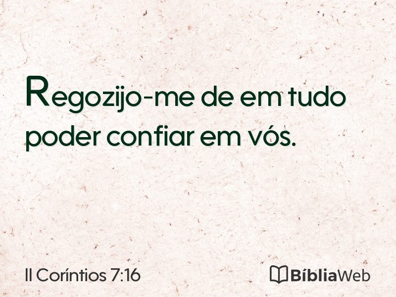 II Coríntios 7:16 em imagem para compartilhar
