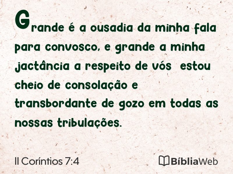 II Coríntios 7:4 em imagem para compartilhar