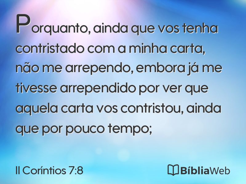 II Coríntios 7:8 em imagem para compartilhar