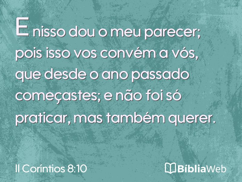 II Coríntios 8:10 em imagem para compartilhar