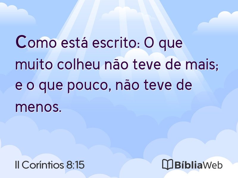 II Coríntios 8:15 em imagem para compartilhar