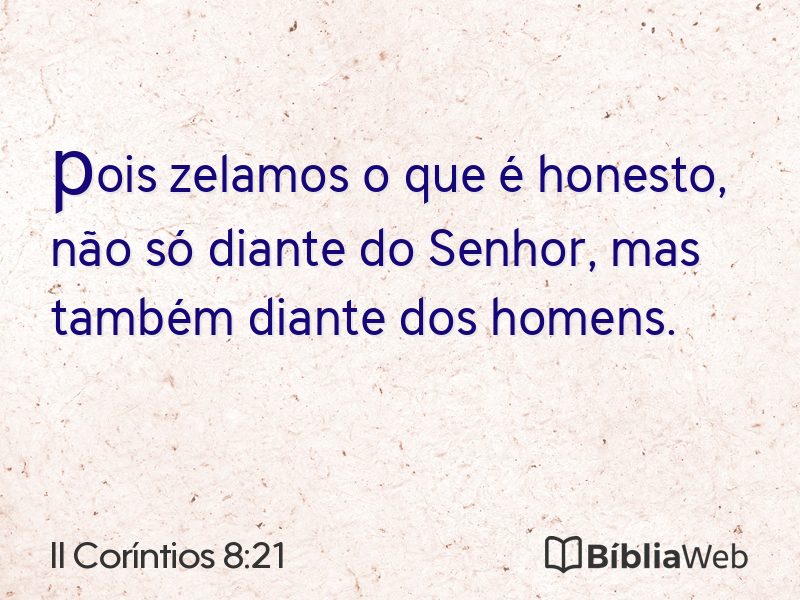 II Coríntios 8:21 em imagem para compartilhar