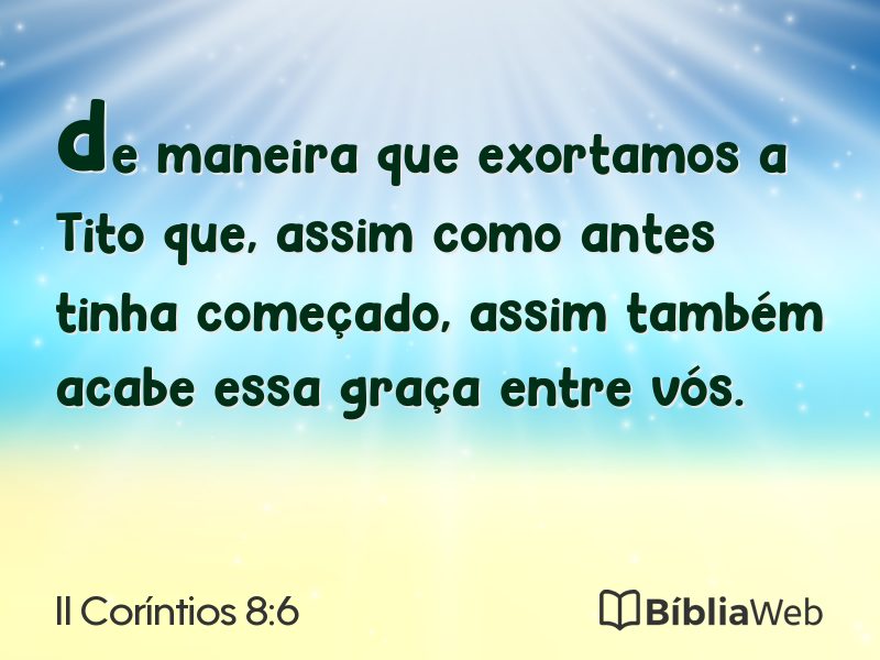 II Coríntios 8:6 em imagem para compartilhar