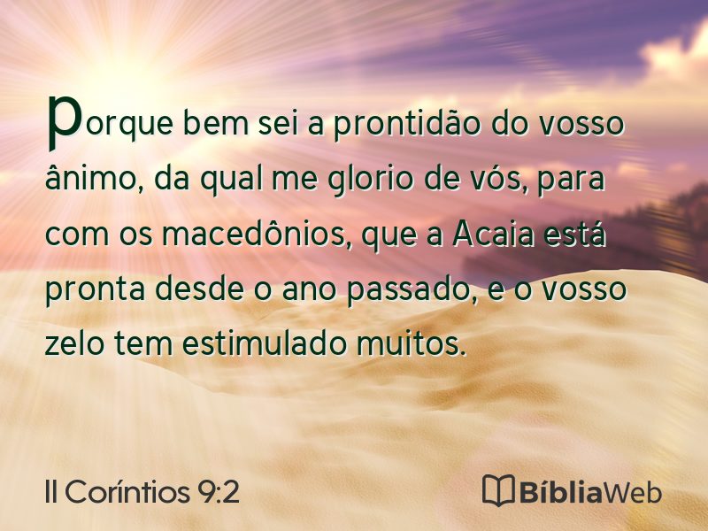 II Coríntios 9:2 em imagem para compartilhar