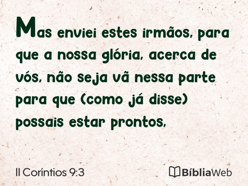 II Coríntios 9:3 em imagem para compartilhar
