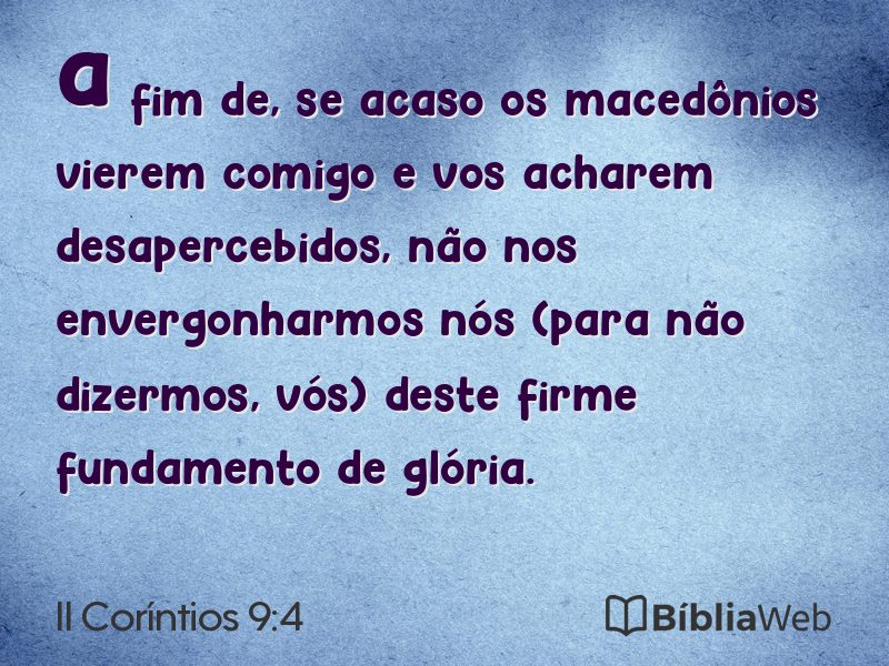 II Coríntios 9:4 em imagem para compartilhar