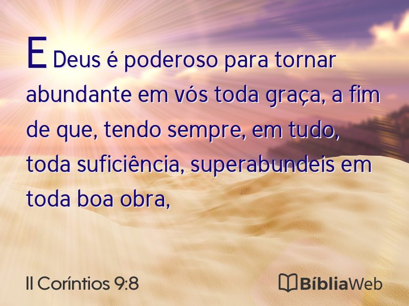 II Coríntios 9:8 em imagem para compartilhar