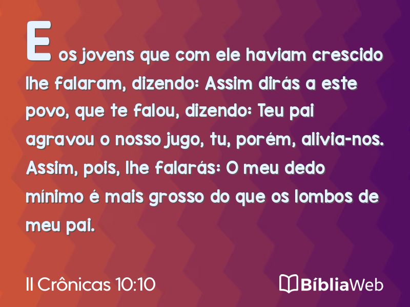 II Crônicas 10:10 em imagem para compartilhar