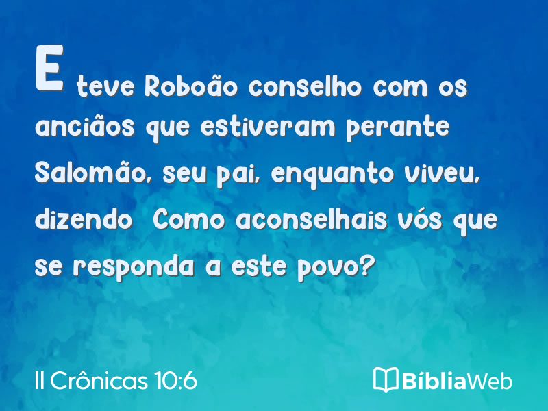 II Crônicas 10:6 em imagem para compartilhar