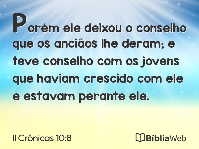 II Crônicas 10:8 em imagem para compartilhar