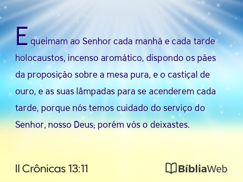 II Crônicas 13:11 em imagem para compartilhar