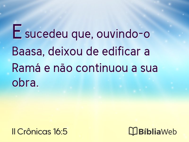 II Crônicas 16:5 em imagem para compartilhar