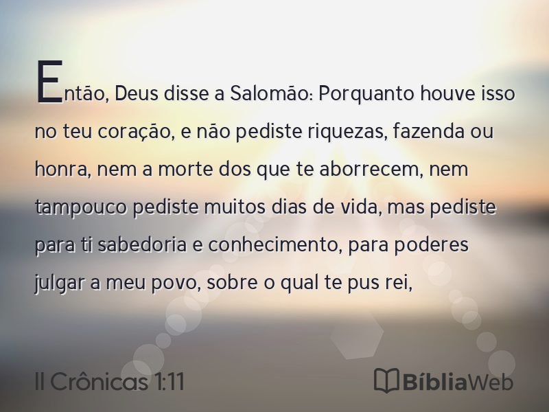 II Crônicas 1:11 em imagem para compartilhar
