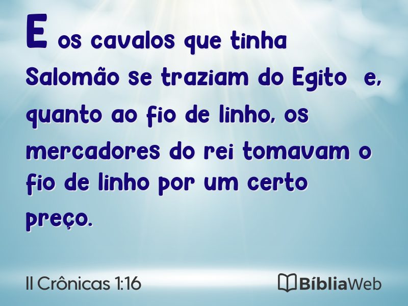 II Crônicas 1:16 em imagem para compartilhar