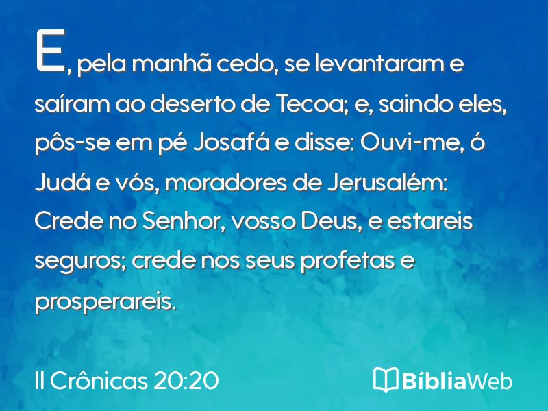 II Crônicas 20:20 em imagem para compartilhar