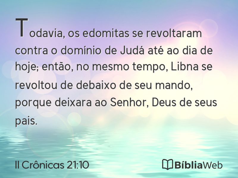 II Crônicas 21:10 em imagem para compartilhar