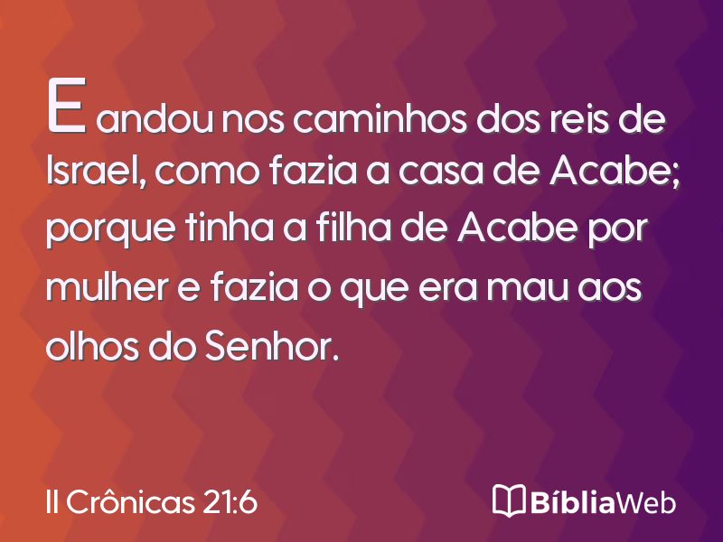 II Crônicas 21:6 em imagem para compartilhar