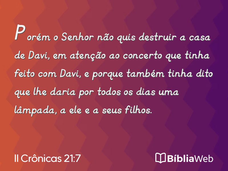 II Crônicas 21:7 em imagem para compartilhar