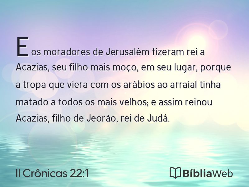 II Crônicas 22:1 em imagem para compartilhar