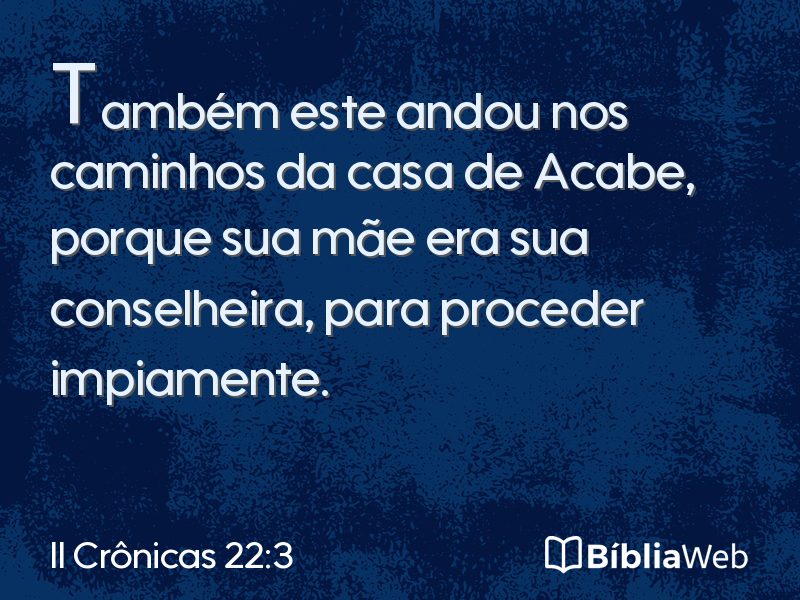 II Crônicas 22:3 em imagem para compartilhar