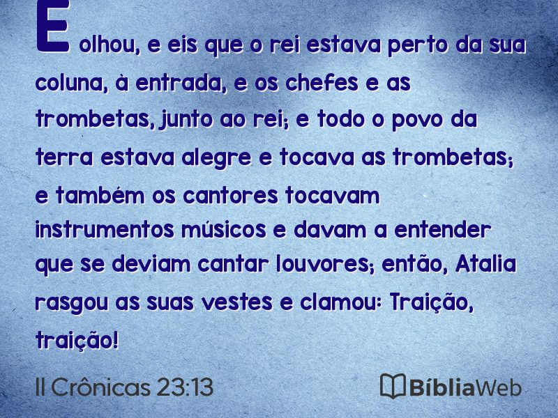II Crônicas 23:13 em imagem para compartilhar