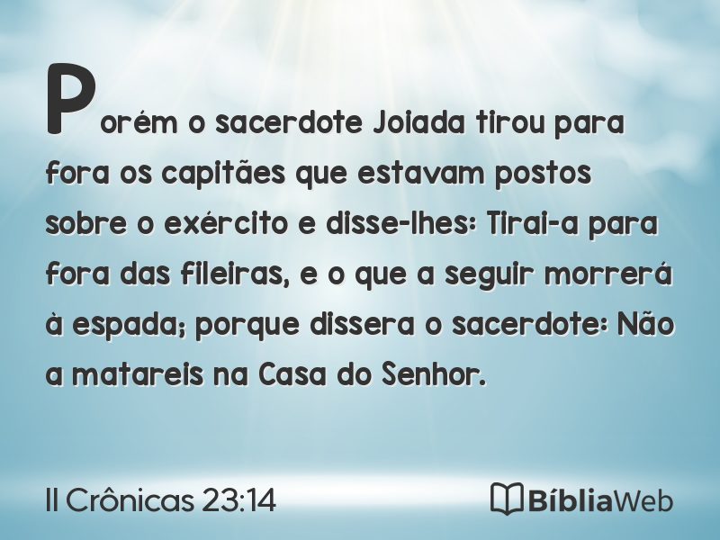 II Crônicas 23:14 em imagem para compartilhar