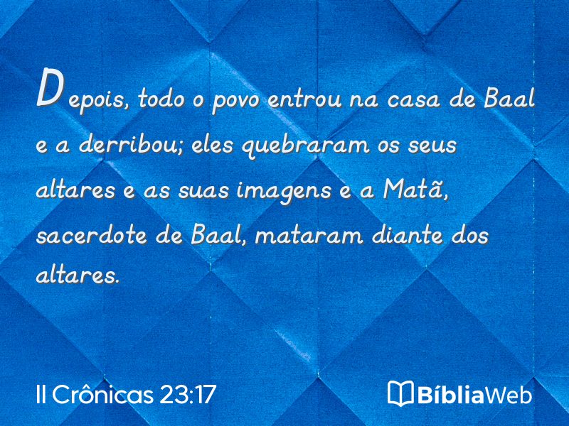 II Crônicas 23:17 em imagem para compartilhar