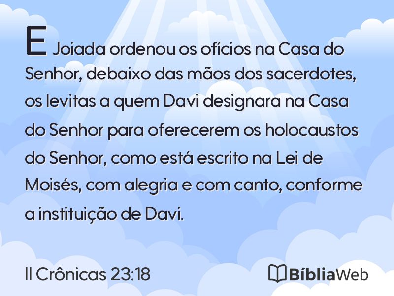 II Crônicas 23:18 em imagem para compartilhar