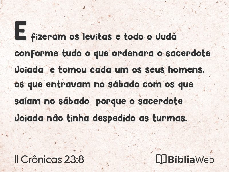 II Crônicas 23:8 em imagem para compartilhar