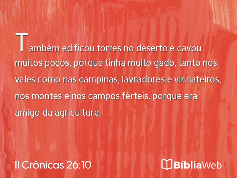 II Crônicas 26:10 em imagem para compartilhar