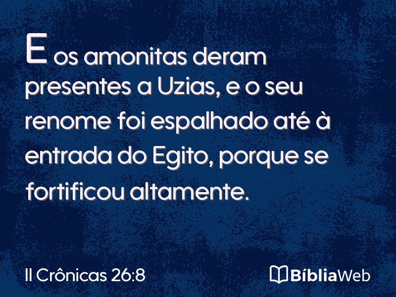 II Crônicas 26:8 em imagem para compartilhar
