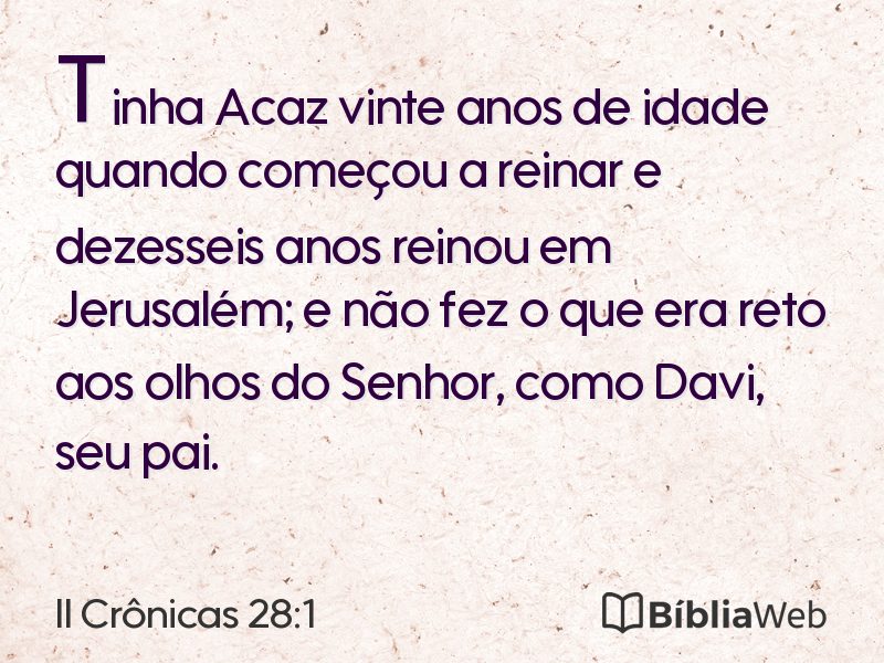 II Crônicas 28:1 em imagem para compartilhar