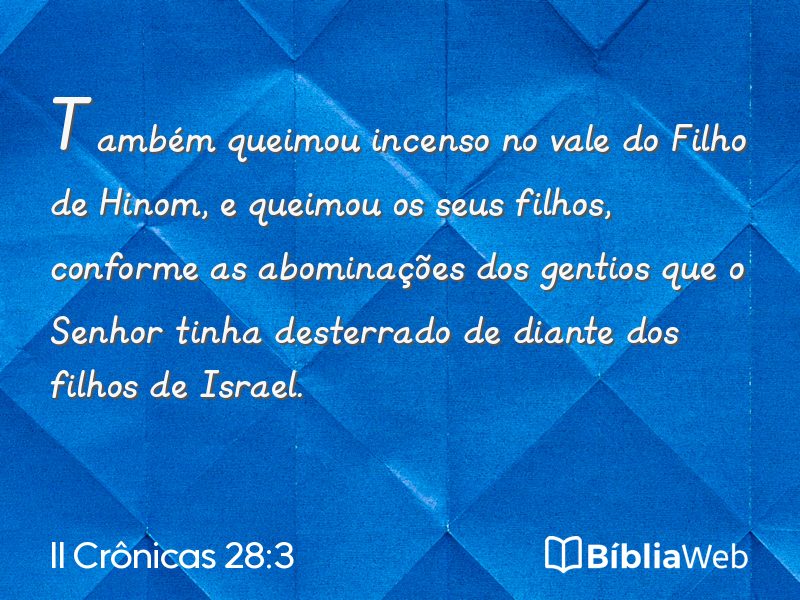 II Crônicas 28:3 em imagem para compartilhar