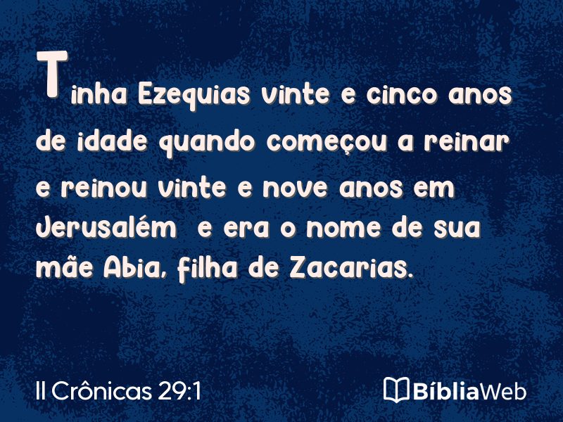 II Crônicas 29:1 em imagem para compartilhar