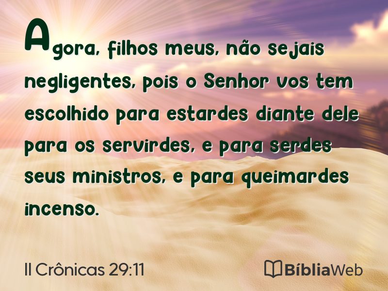 II Crônicas 29:11 em imagem para compartilhar