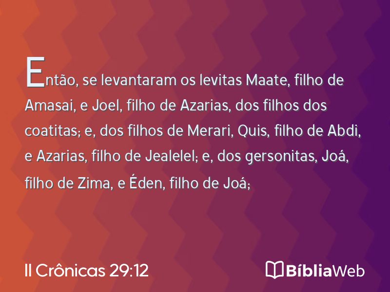 II Crônicas 29:12 em imagem para compartilhar