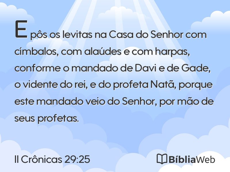 II Crônicas 29:25 em imagem para compartilhar