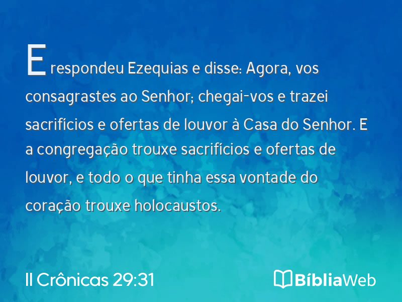 II Crônicas 29:31 em imagem para compartilhar
