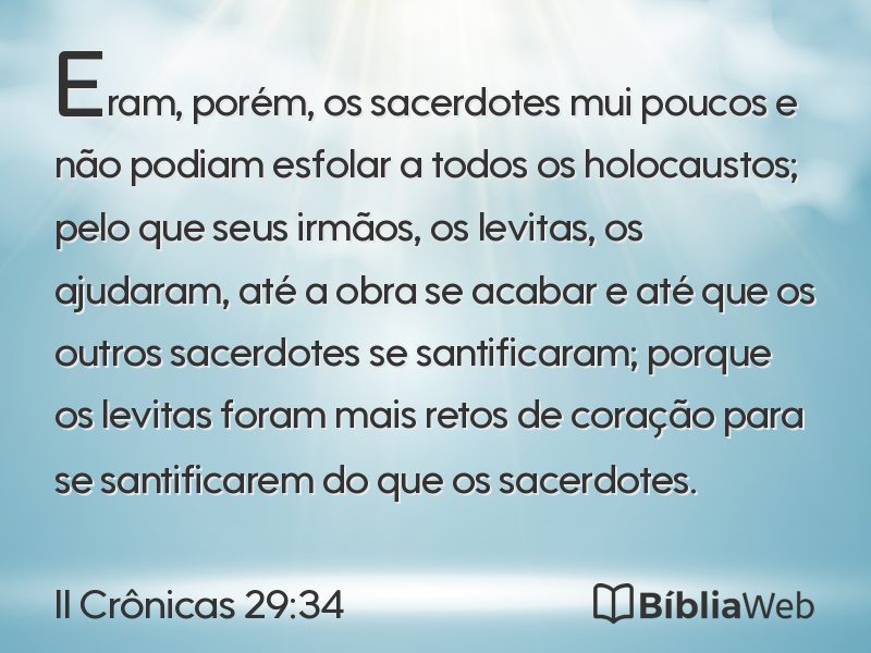 II Crônicas 29:34 em imagem para compartilhar