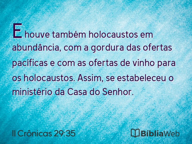 II Crônicas 29:35 em imagem para compartilhar