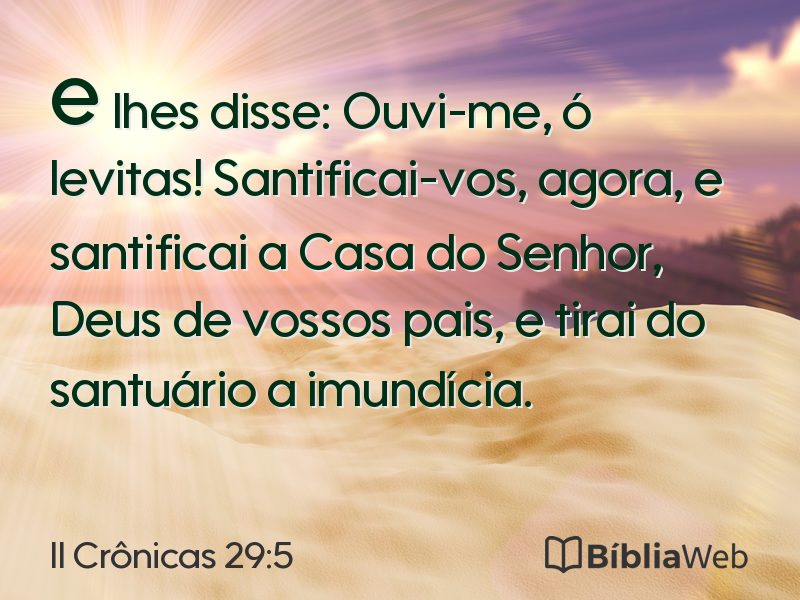 II Crônicas 29:5 em imagem para compartilhar