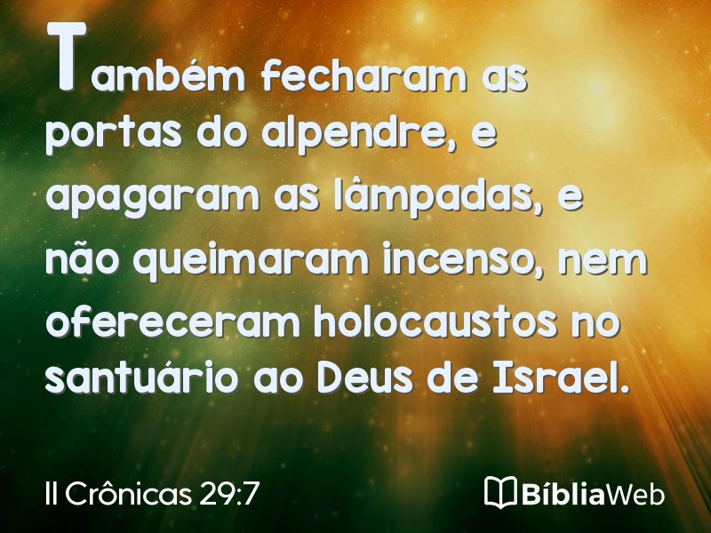 II Crônicas 29:7 em imagem para compartilhar
