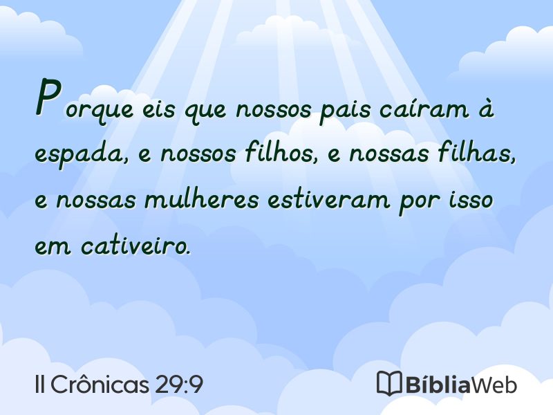 II Crônicas 29:9 em imagem para compartilhar