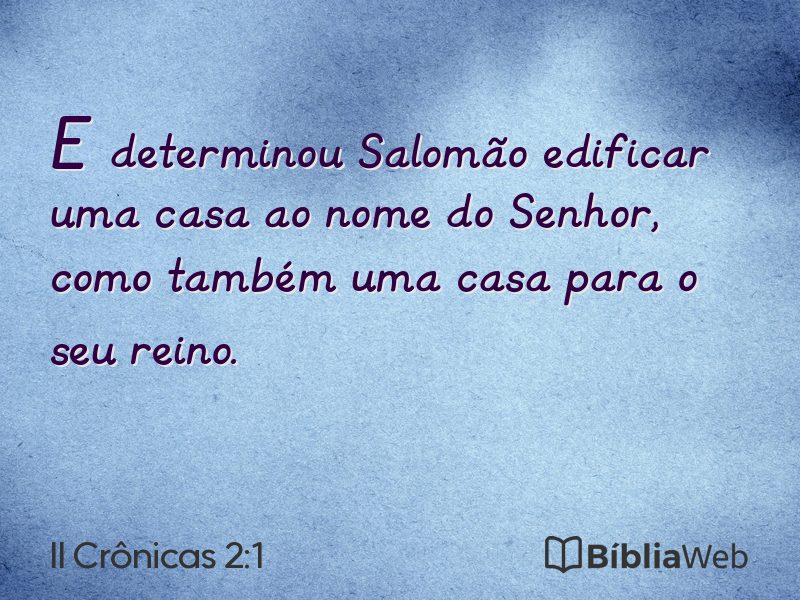 II Crônicas 2:1 em imagem para compartilhar