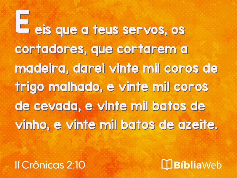 II Crônicas 2:10 em imagem para compartilhar